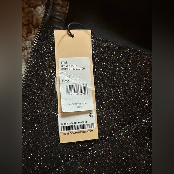 Rebecca Minkoff Glitter Leo Saffiano Leather Envelope Clutch Bag Wallet NWT - Picture 6 of 7